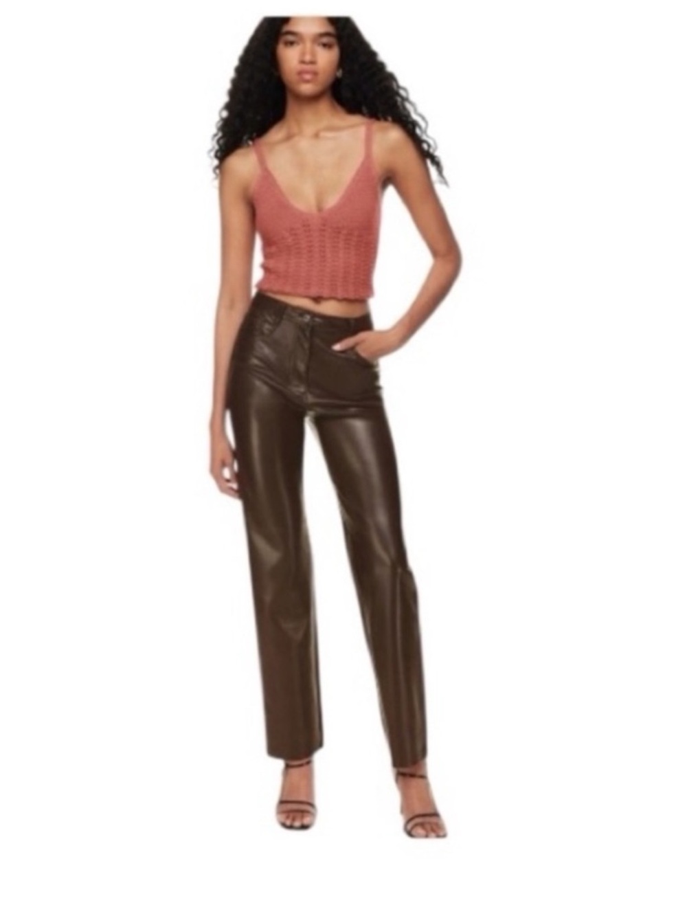 Wilfred NWT Melina brown high waist pleather contemporary trouser pant size 12
